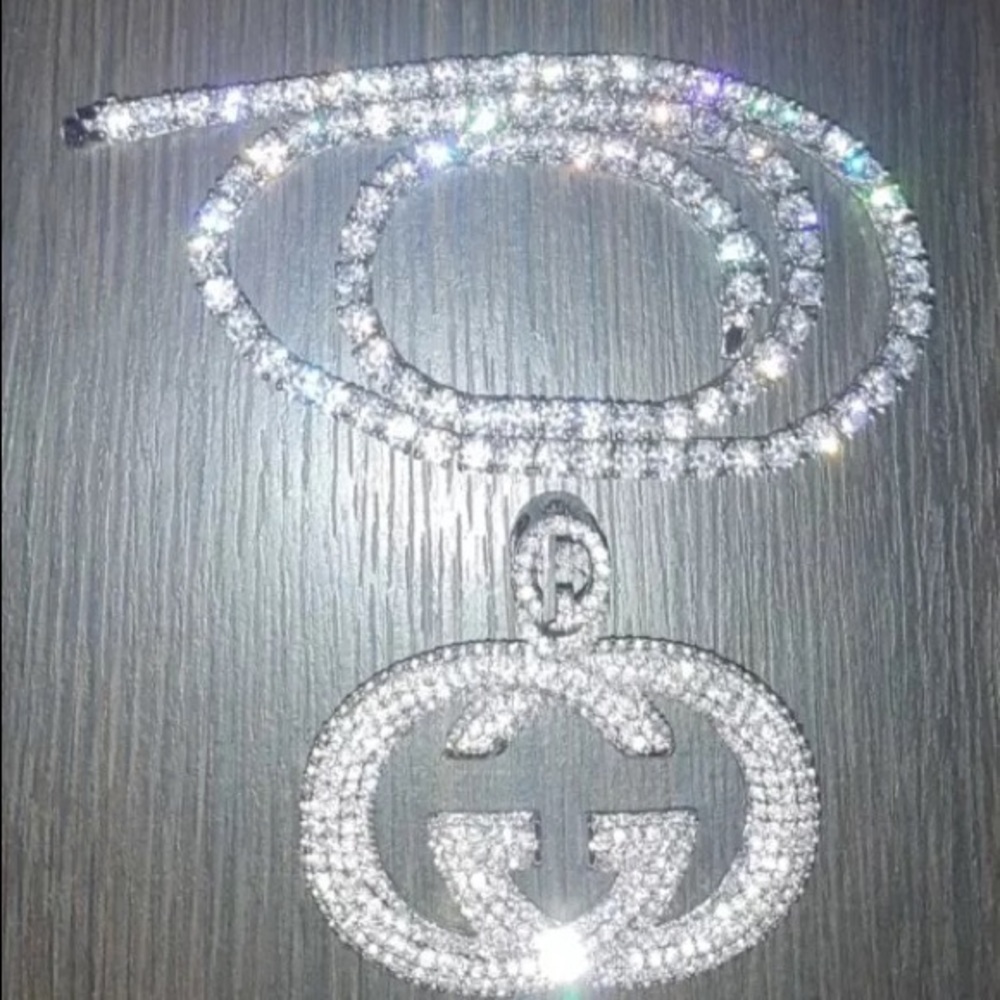 Iced Out GG Gucci Pendant Necklace